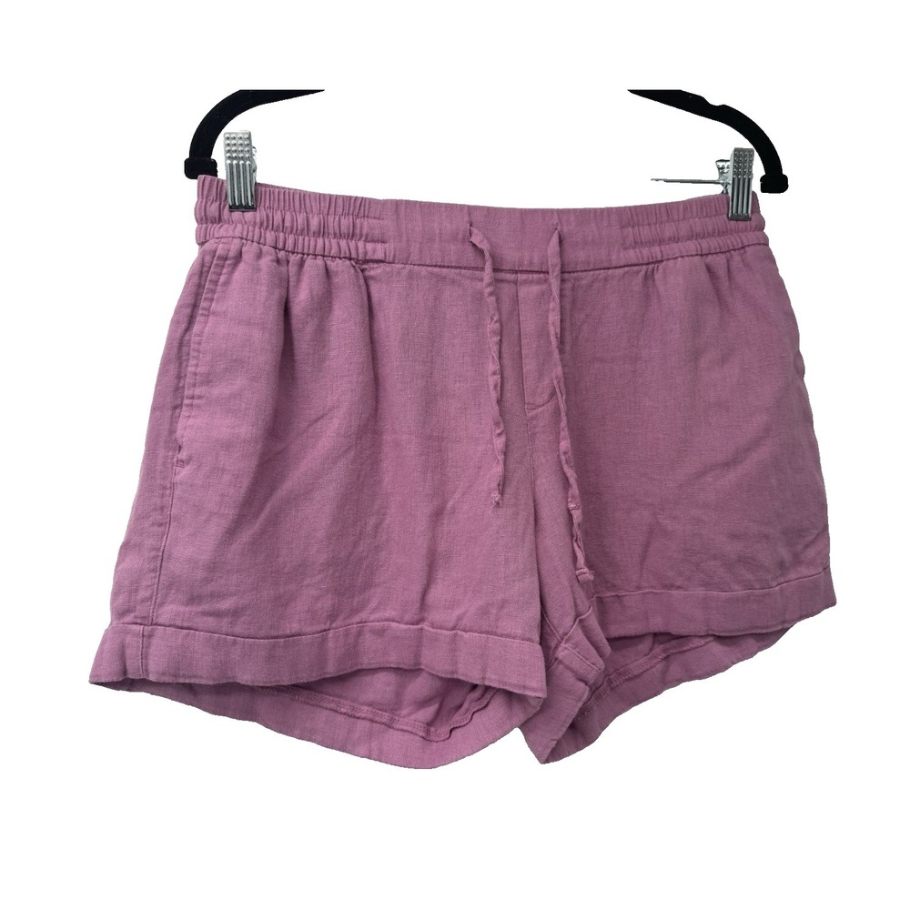 Old Navy Purple Linen pull on tie waist shorts stretch boho beachy light pockets